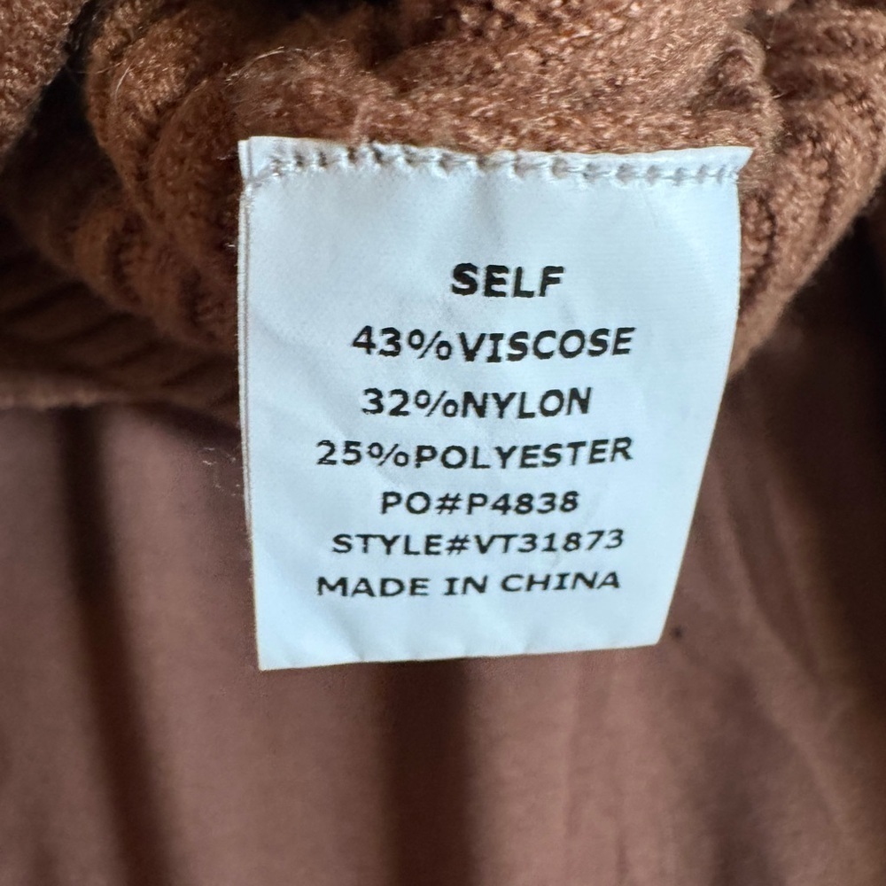 Women's Ribbed Brown  oversized dolman batwing Sweater - Picture 4 of 5